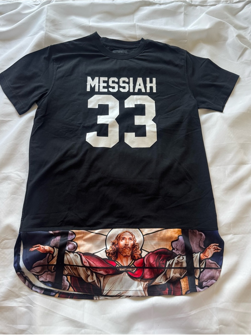 Forte Black 'Messiah 33' Graphic Short Sleeve Tee with Multicolor